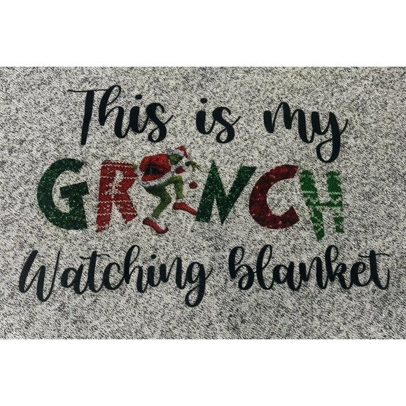 Sweater Fleece‎ Gray Throw Blanket "GRINCH" Sublimation 58" x 48" Polyester - Picture 1 of 3